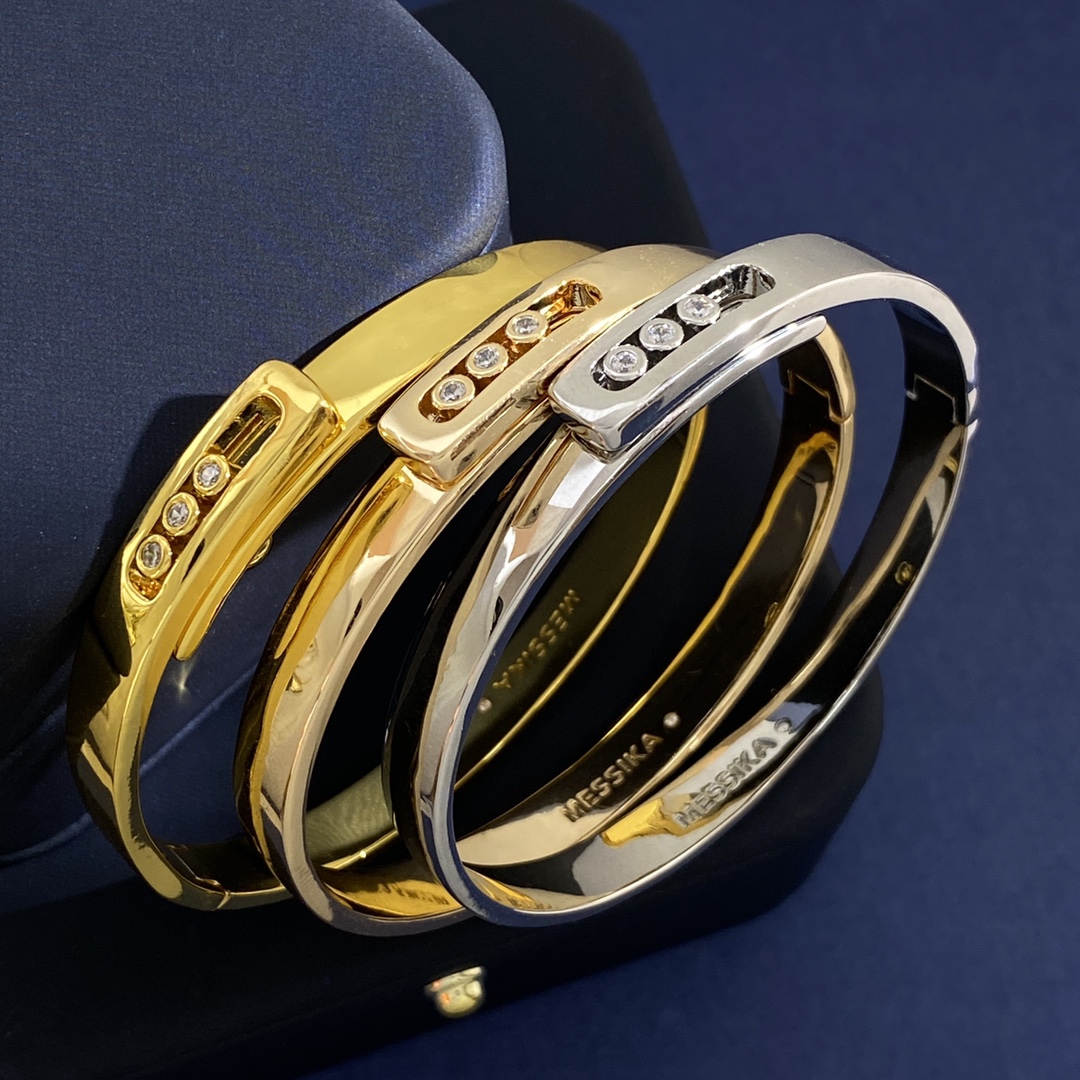 Messika Euro-American Fashion: MX92 P65 Drill Bracelets in Brass Material, Gold, Silver, Rose Gold