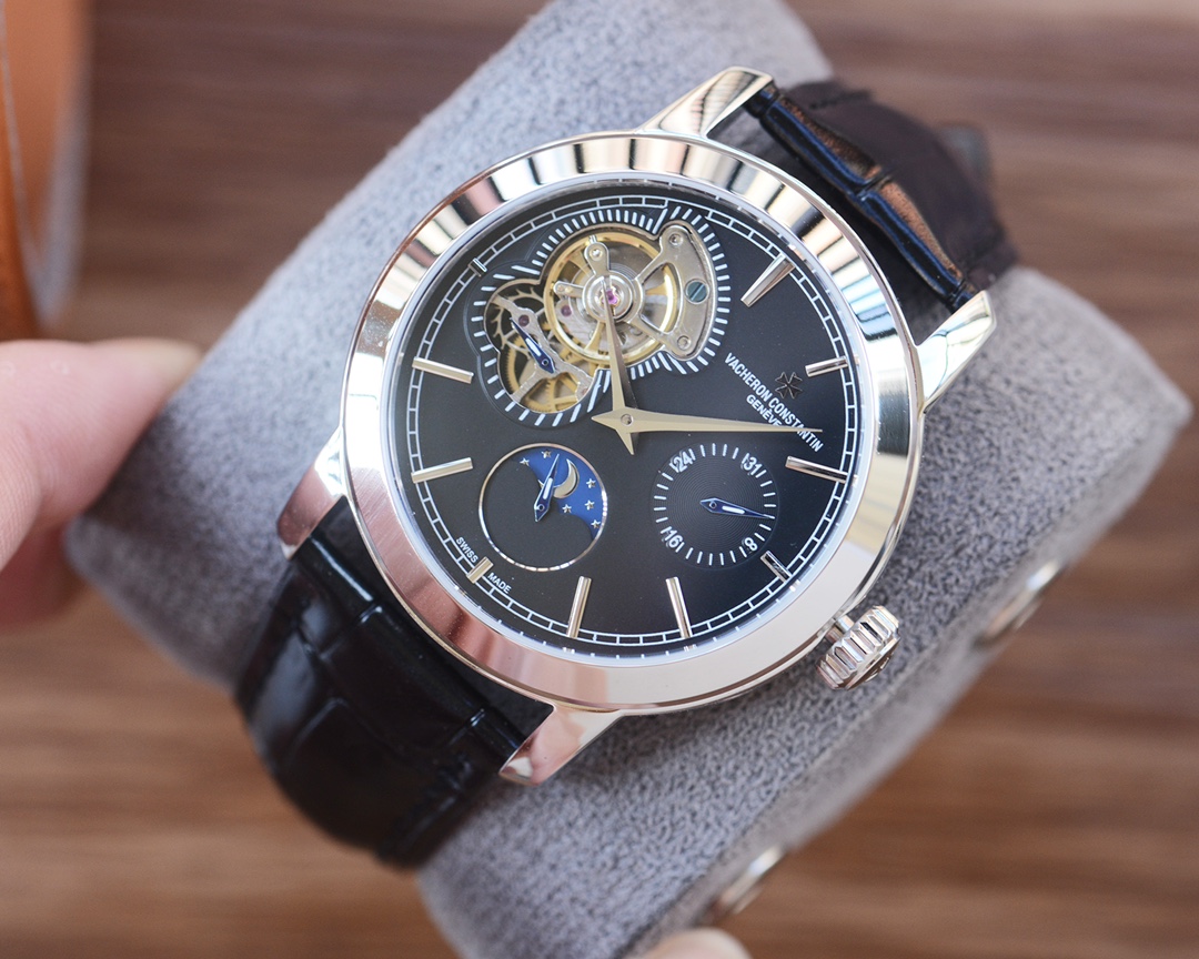 Vacheron Constantin Men's Multi-Function Automatic Mechanical Watch with Leather Strap 5 i1730111410 1143 3