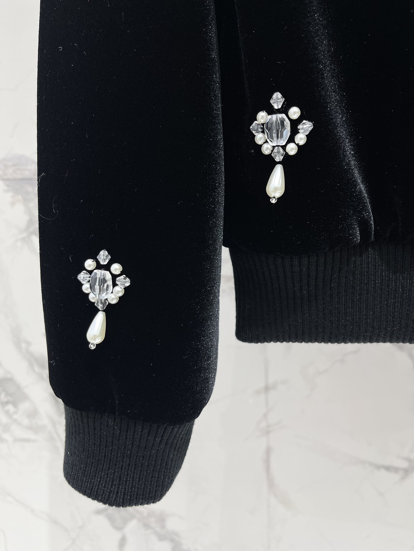 Yves Saint Laurent Embellished Velvet Jacket - Diamond Studded, Black, Women's 8 i1730193571 6496 6