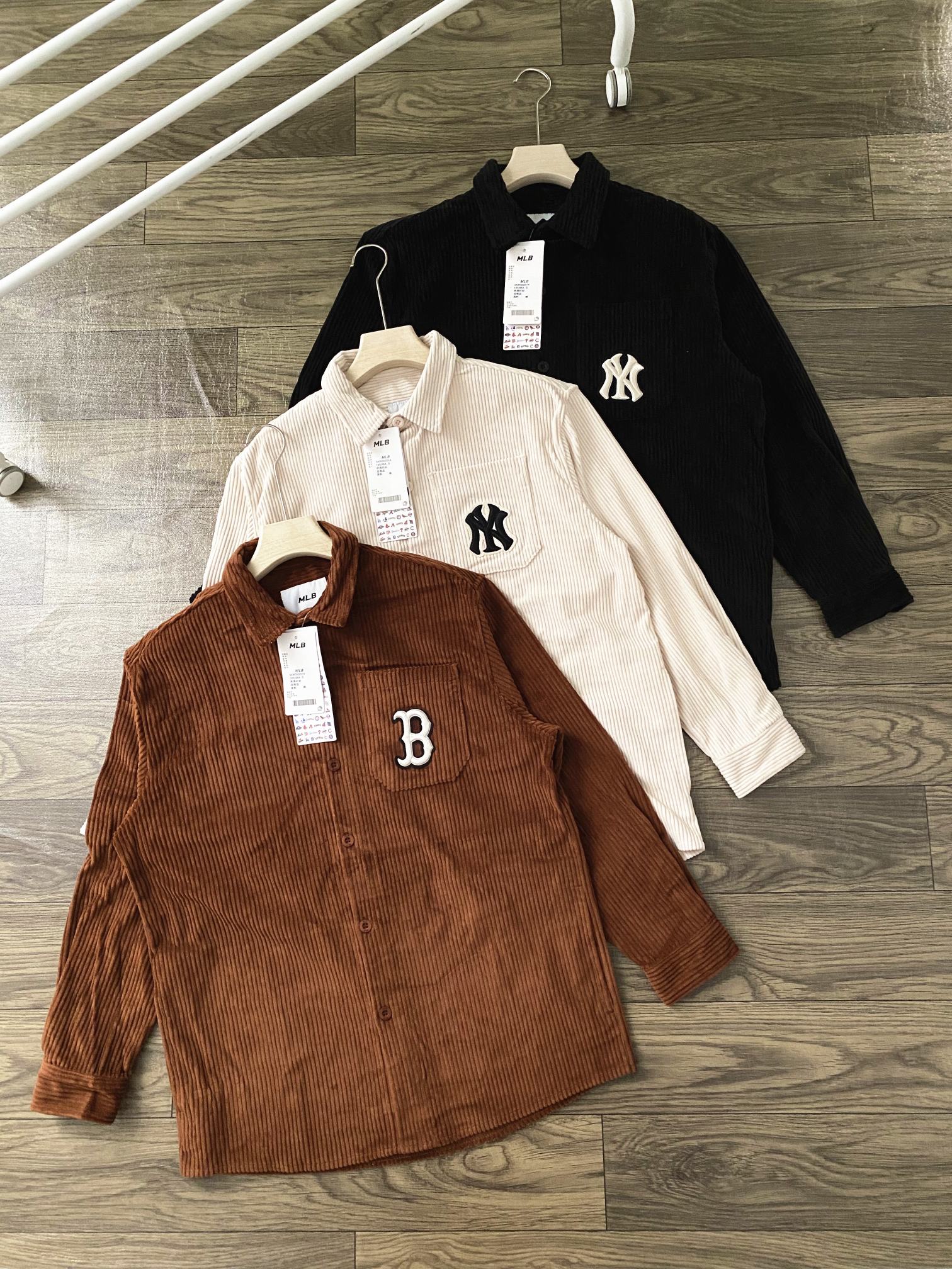 spiegel kopie luxe
 MLB Luxe
 Kleding Jas &Jassen Overhemden Zwart Bruin Karamel Wit Borduurwerk Unisex Vrouwen Corduroy Vintage Lange mouw