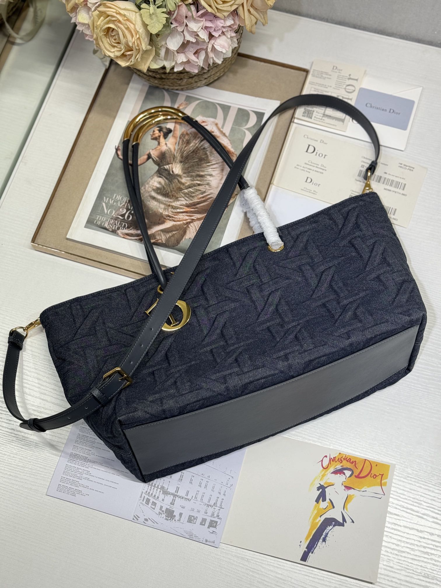 Dior💯Toujours 大号手袋〔牛仔布压藤格 5