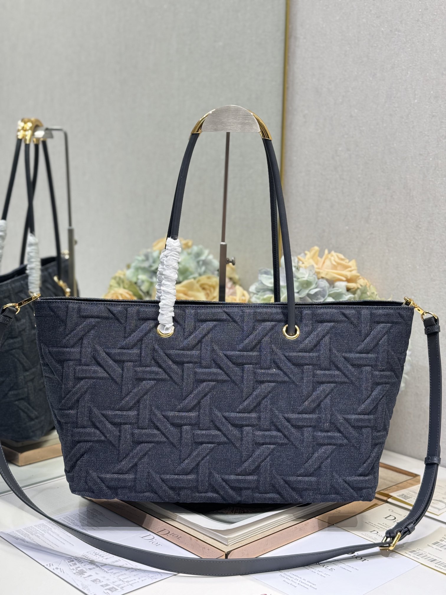 Dior💯Toujours 大号手袋〔牛仔布压藤格 3