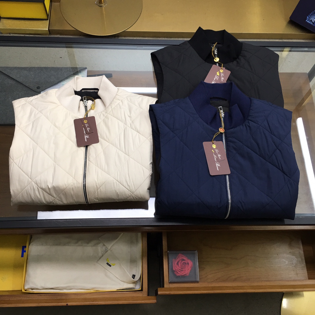 Prada Kleding Jas &Jassen Vest Beige Zwart Blauw Splijten Mannen Katoen Breien Herfst/winter collectie Fashion Casual