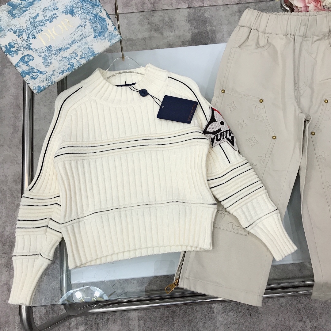 High-Tech Knit Sweater in White with Logo Weave Design, Sizes 100-165 CM - 图片 3