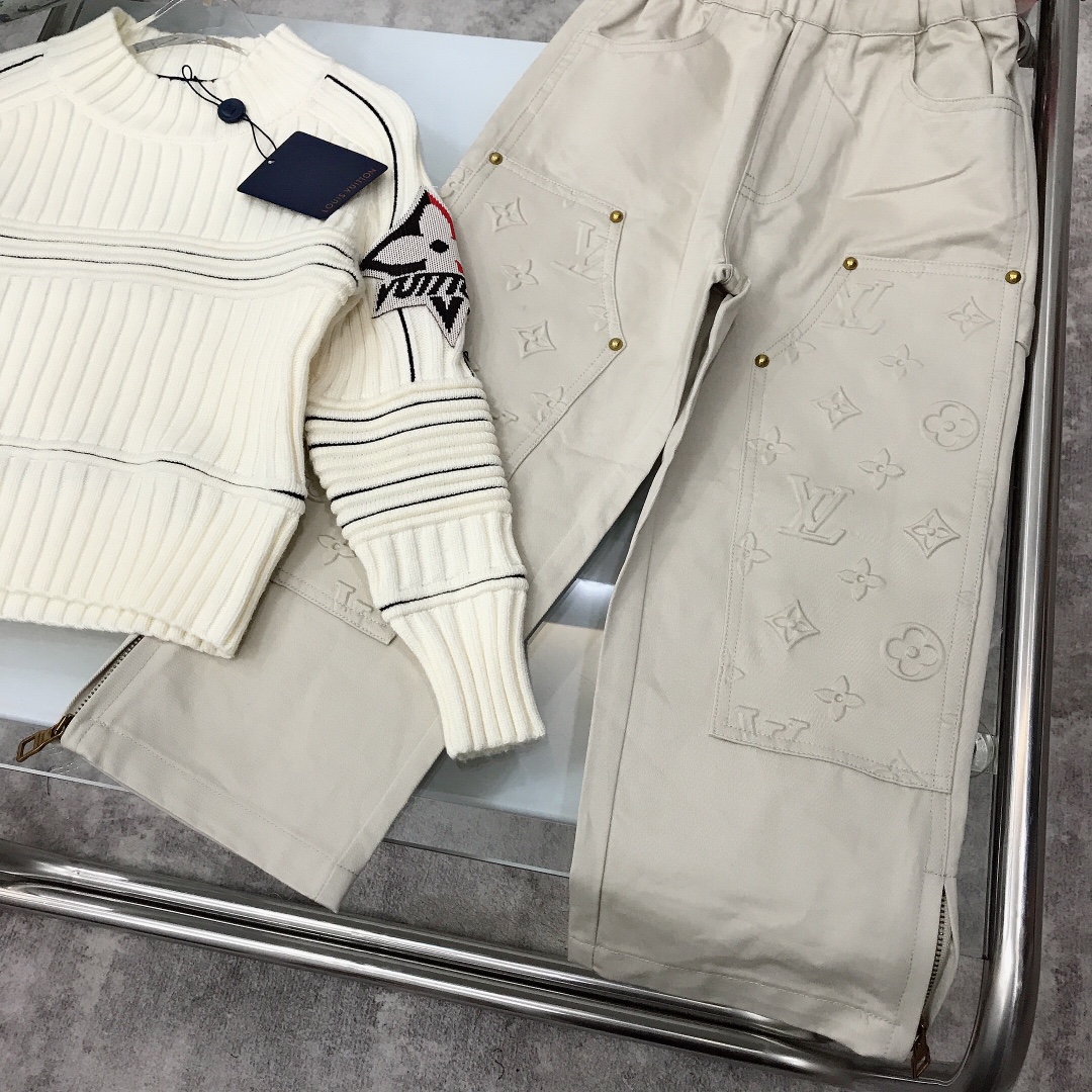 High-Tech Knit Sweater in White with Logo Weave Design, Sizes 100-165 CM - 图片 4