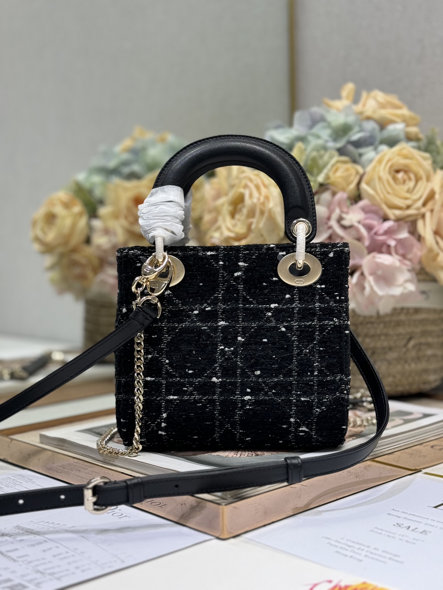 Lady Dior Black Tweed Small Bag with Gold Hardware, 17 x 7.5 x 14 cm 6 i1730363516 1241 4