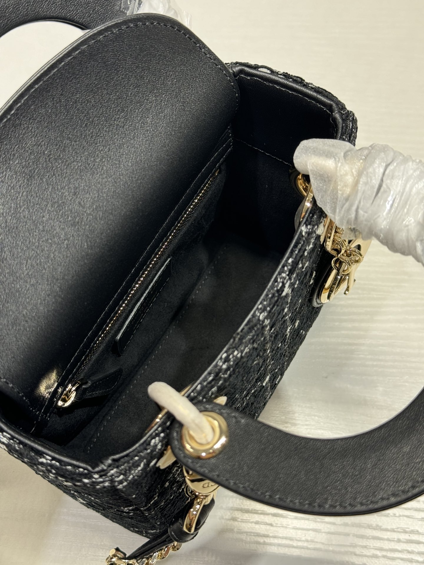 Lady Dior Black Tweed Small Bag with Gold Hardware, 17 x 7.5 x 14 cm 9 i1730363516 723 7