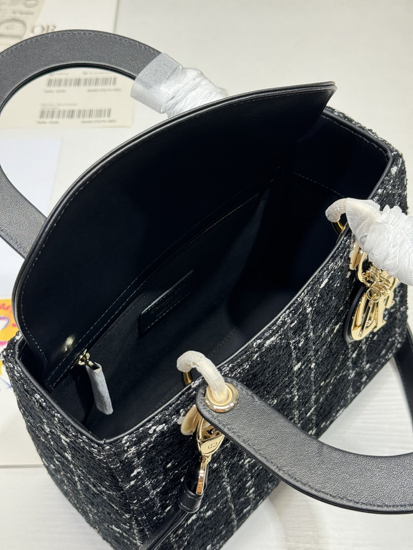 Lady Dior Black Tweed Handbag, Five-Compartment, Adjustable Strap, 24 x 20 x 11 cm 7 i1730364102 5188 6