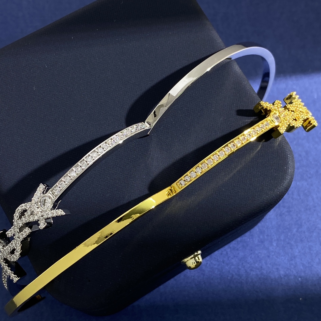 YS92 p150 St. Roland’s Fashion Fashion Forest YSL Diamond bracelet Bronze material 2 colours: gold, silver - 图片 2