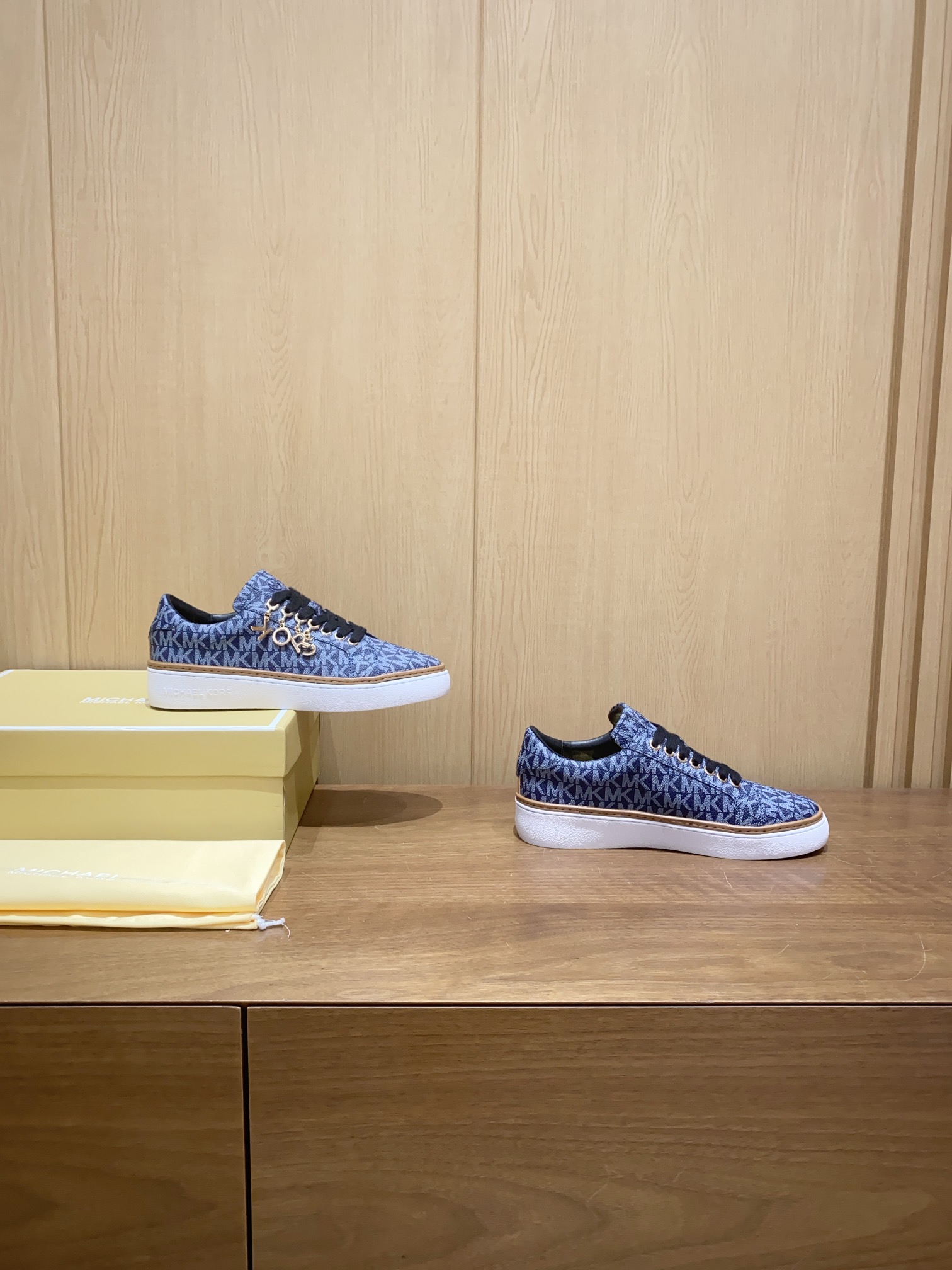 “Michael Kors Recreational Shoes: Blue Stamp with Original MK Print Fabric”