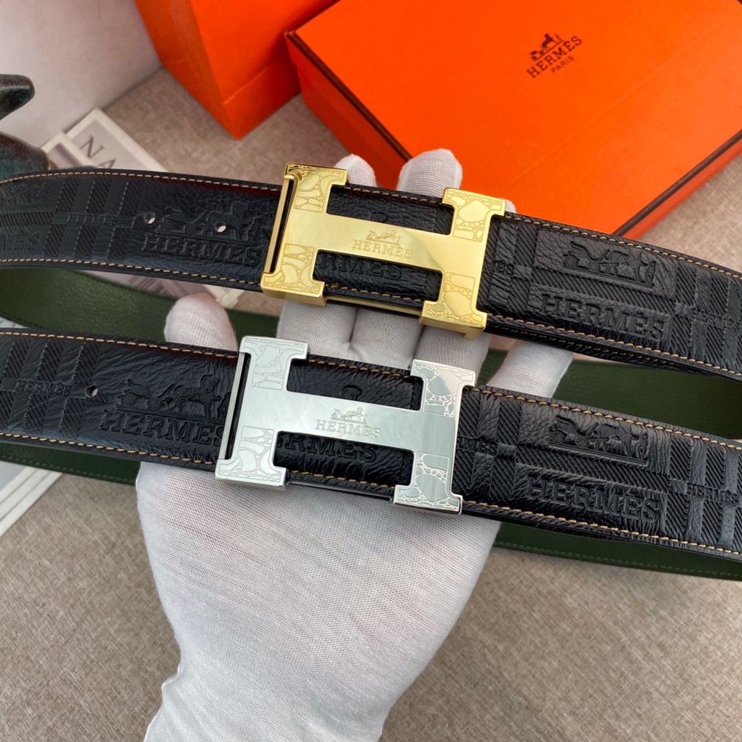 爱马仕特种皮腰带系列原厂五金精品不锈钢扣手感柔软舒适宽3.8CM