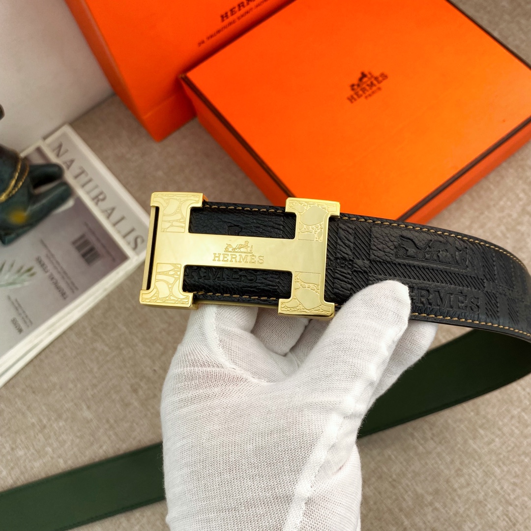 爱马仕特种皮腰带系列原厂五金精品不锈钢扣手感柔软舒适宽3.8CM