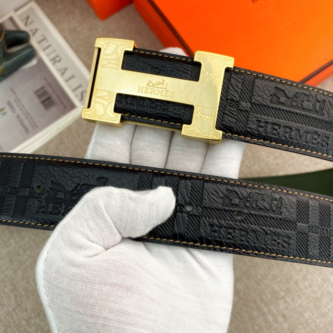 爱马仕特种皮腰带系列原厂五金精品不锈钢扣手感柔软舒适宽3.8CM