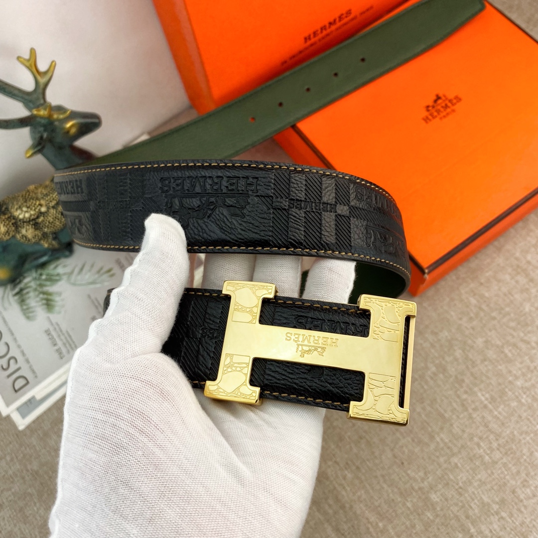 爱马仕特种皮腰带系列原厂五金精品不锈钢扣手感柔软舒适宽3.8CM