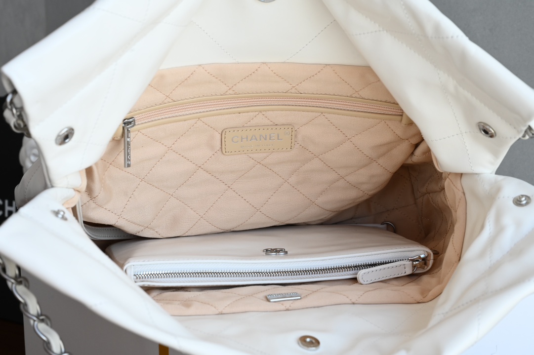 白金版▪️正品级 包装如图全新推出🌿𝐂𝐡𝐚𝐧𝐞𝟏 𝟐𝟐 𝐁𝐚𝐠𝟤𝟤𝖡𝖺𝗀 [升级版] 白色/银扣开料部𝖠