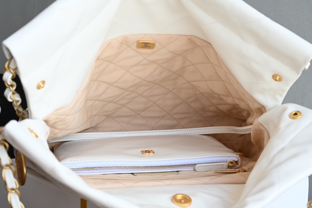 白金版▪️正品级 包装如图全新推出🌿𝐂𝐡𝐚𝐧𝐞𝟏 𝟐𝟐 𝐁𝐚𝐠𝟤𝟤𝖡𝖺𝗀 [升级版] 白色/金扣开料部𝖠