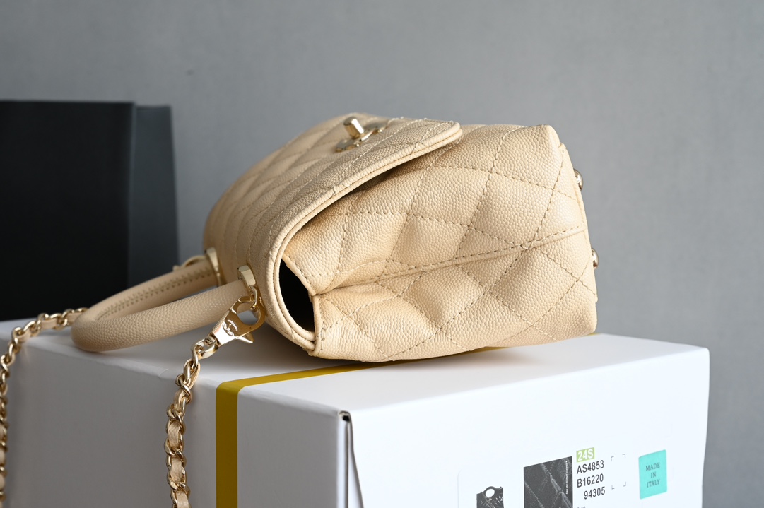 白金版▪️正品级 包装如图𝐂𝐡𝐚𝐧𝐞𝟏新品𝟐𝟒𝐊 𝗖𝗼𝗰𝗼𝗛𝗮𝗻𝗱𝗹𝗲 𝐦𝐢𝐧𝐢 手提𝖼𝗈𝖼𝗈 杏色专柜