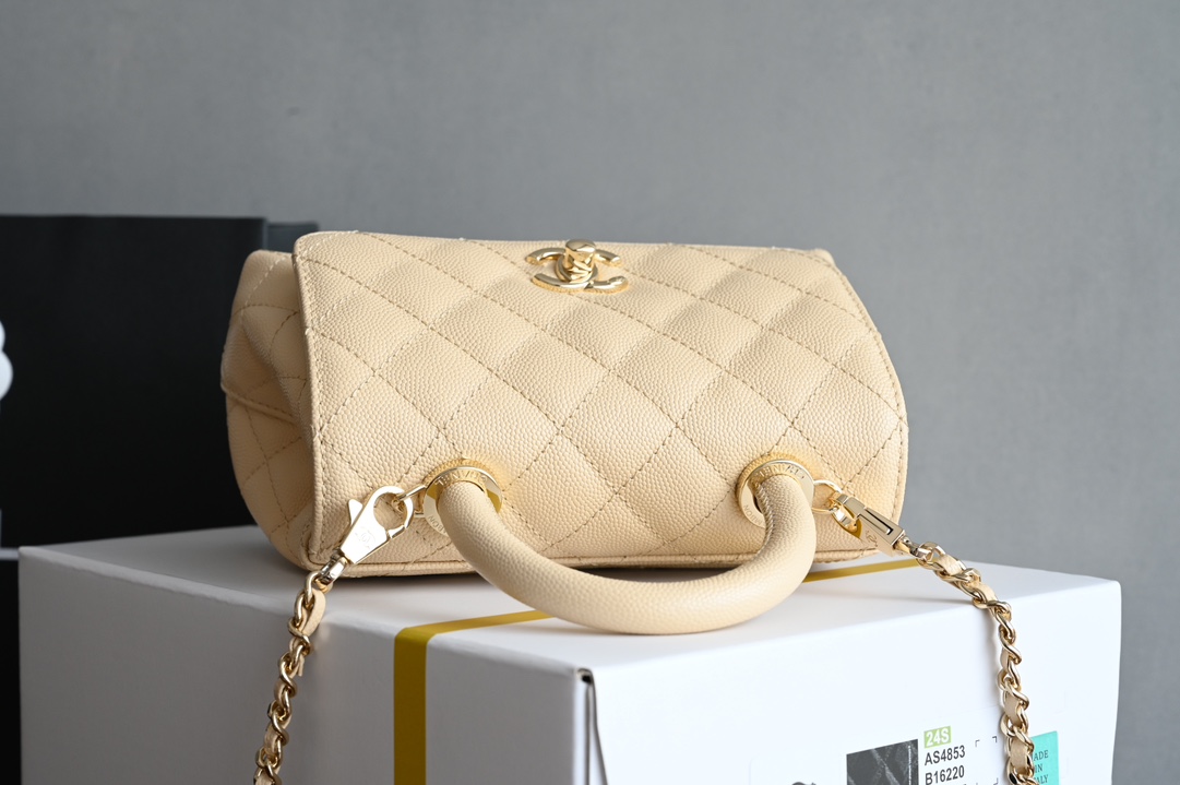 白金版▪️正品级 包装如图𝐂𝐡𝐚𝐧𝐞𝟏新品𝟐𝟒𝐊 𝗖𝗼𝗰𝗼𝗛𝗮𝗻𝗱𝗹𝗲 𝐦𝐢𝐧𝐢 手提𝖼𝗈𝖼𝗈 杏色专柜