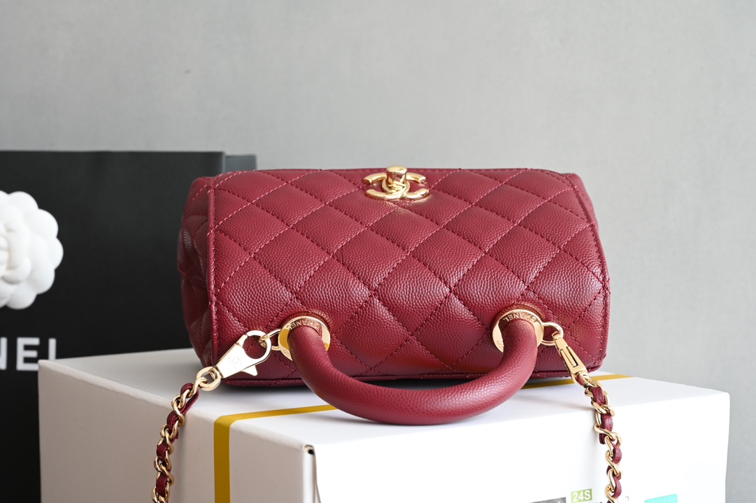 白金版▪️正品级 包装如图𝐂𝐡𝐚𝐧𝐞𝟏新品𝟐𝟒𝐊 𝗖𝗼𝗰𝗼𝗛𝗮𝗻𝗱𝗹𝗲 𝐦𝐢𝐧𝐢 手提𝖼𝗈𝖼𝗈 酒红色专