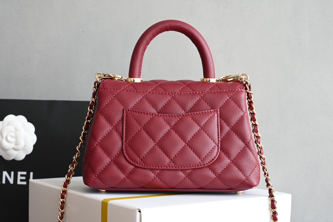 白金版▪️正品级 包装如图𝐂𝐡𝐚𝐧𝐞𝟏新品𝟐𝟒𝐊 𝗖𝗼𝗰𝗼𝗛𝗮𝗻𝗱𝗹𝗲 𝐦𝐢𝐧𝐢 手提𝖼𝗈𝖼𝗈 酒红色专