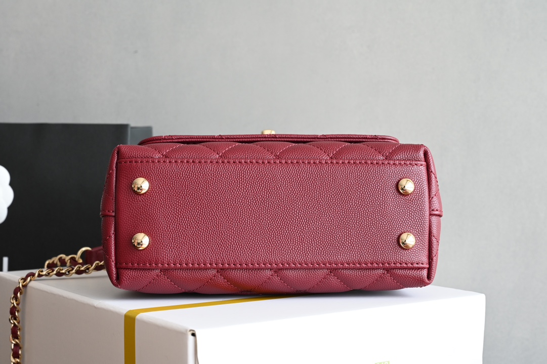 白金版▪️正品级 包装如图𝐂𝐡𝐚𝐧𝐞𝟏新品𝟐𝟒𝐊 𝗖𝗼𝗰𝗼𝗛𝗮𝗻𝗱𝗹𝗲 𝐦𝐢𝐧𝐢 手提𝖼𝗈𝖼𝗈 酒红色专