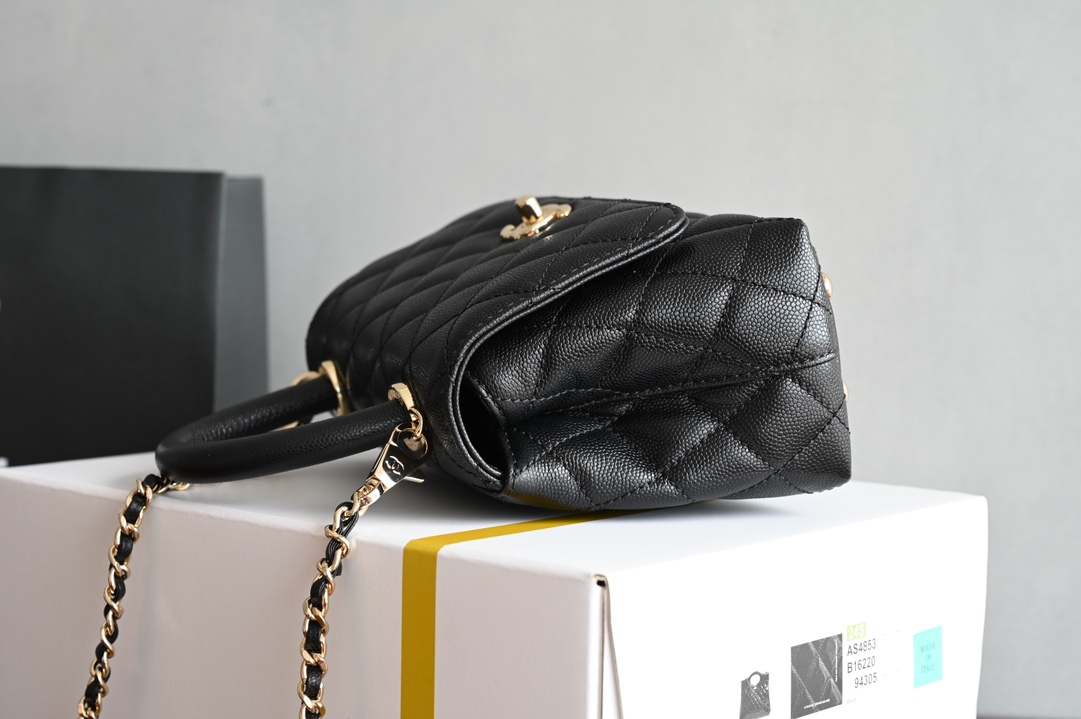 白金版▪️正品级 包装如图𝐂𝐡𝐚𝐧𝐞𝟏新品𝟐𝟒𝐊 𝗖𝗼𝗰𝗼𝗛𝗮𝗻𝗱𝗹𝗲 𝐦𝐢𝐧𝐢 手提𝖼𝗈𝖼𝗈 黑色专柜