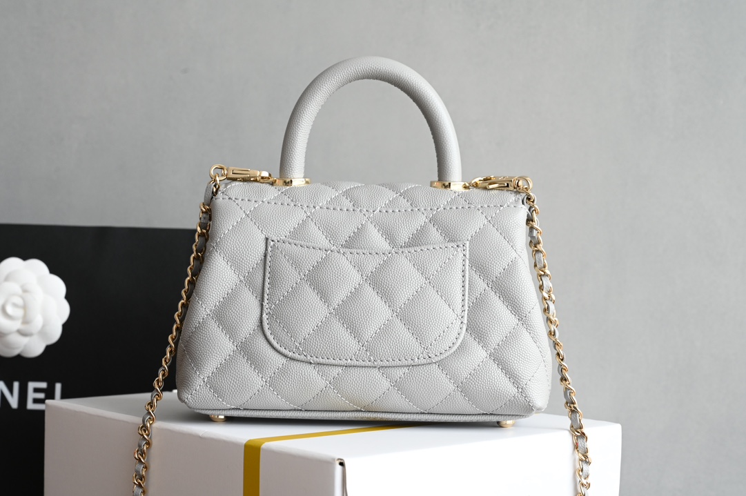 白金版▪️正品级 包装如图𝐂𝐡𝐚𝐧𝐞𝟏新品𝟐𝟒𝐊 𝗖𝗼𝗰𝗼𝗛𝗮𝗻𝗱𝗹𝗲 𝐦𝐢𝐧𝐢 手提𝖼𝗈𝖼𝗈 灰色专柜