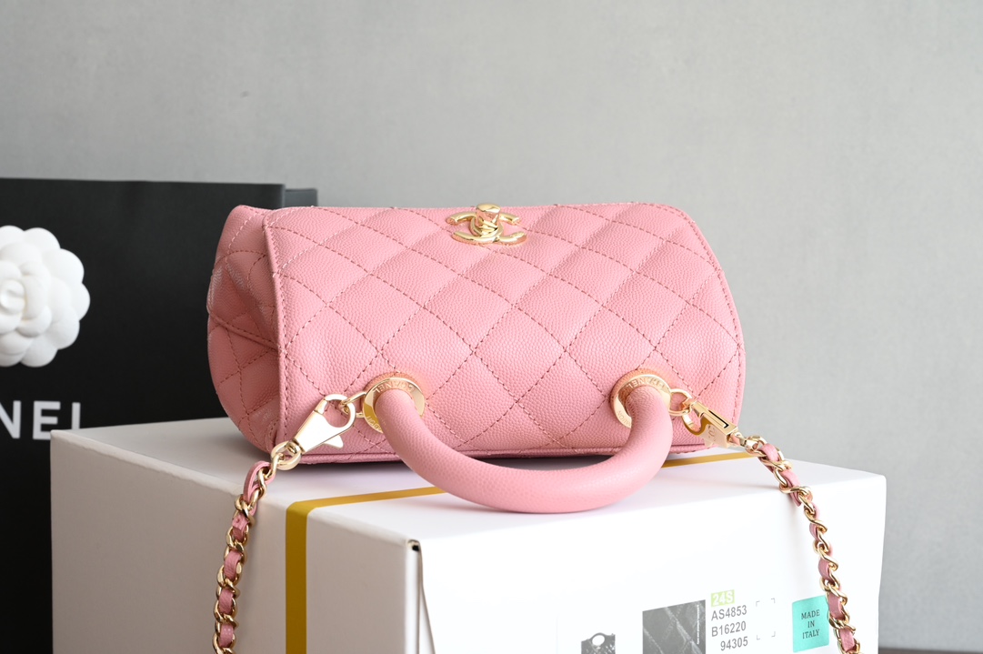 白金版▪️正品级 包装如图𝐂𝐡𝐚𝐧𝐞𝟏新品𝟐𝟒𝐊 𝗖𝗼𝗰𝗼𝗛𝗮𝗻𝗱𝗹𝗲 𝐦𝐢𝐧𝐢 手提𝖼𝗈𝖼𝗈 粉色专柜