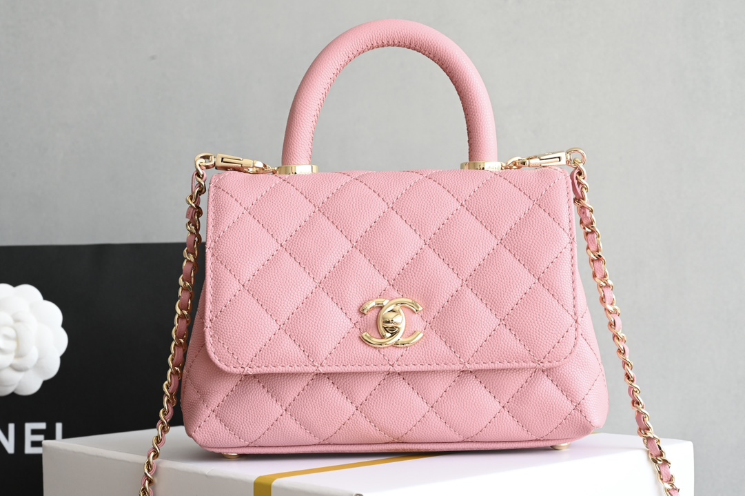 白金版▪️正品级 包装如图𝐂𝐡𝐚𝐧𝐞𝟏新品𝟐𝟒𝐊 𝗖𝗼𝗰𝗼𝗛𝗮𝗻𝗱𝗹𝗲 𝐦𝐢𝐧𝐢 手提𝖼𝗈𝖼𝗈 粉色专柜