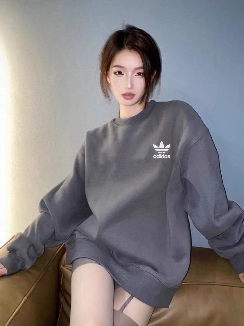 Velvet Adidas Couple Sweater in Charcoal Ash, Sizes M-XXL Measurement Guide. - 图片 1