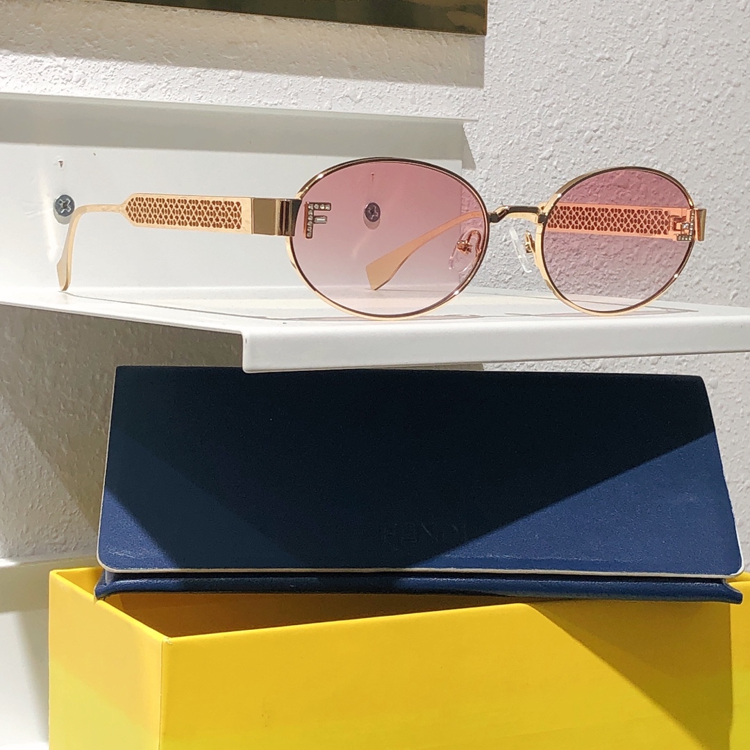 FENDI 圆形 金属 太阳镜