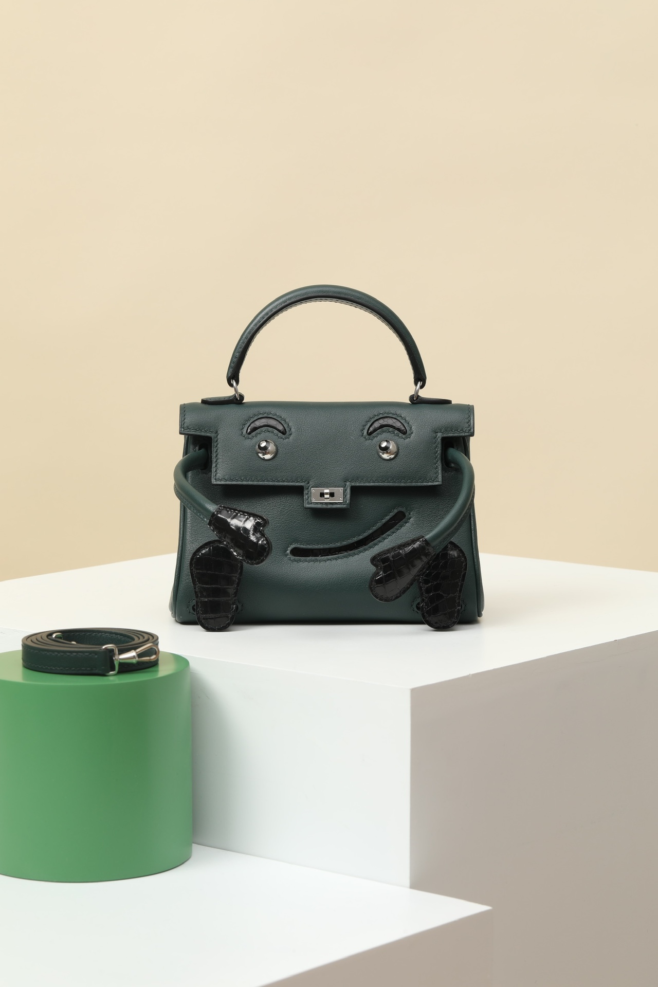 Hermes Kelly Bolsas Sacos de corpo cruzado & Ombro Preto Verde Pele de vitelo Couro vaca