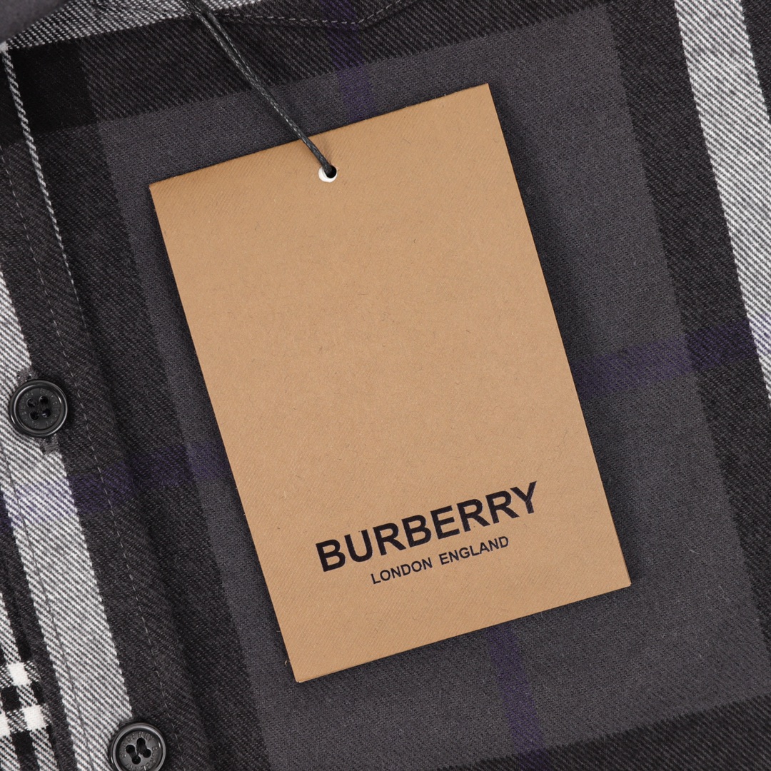 0 Burberry/巴宝莉 双拼磨毛条纹对格经典衬衫