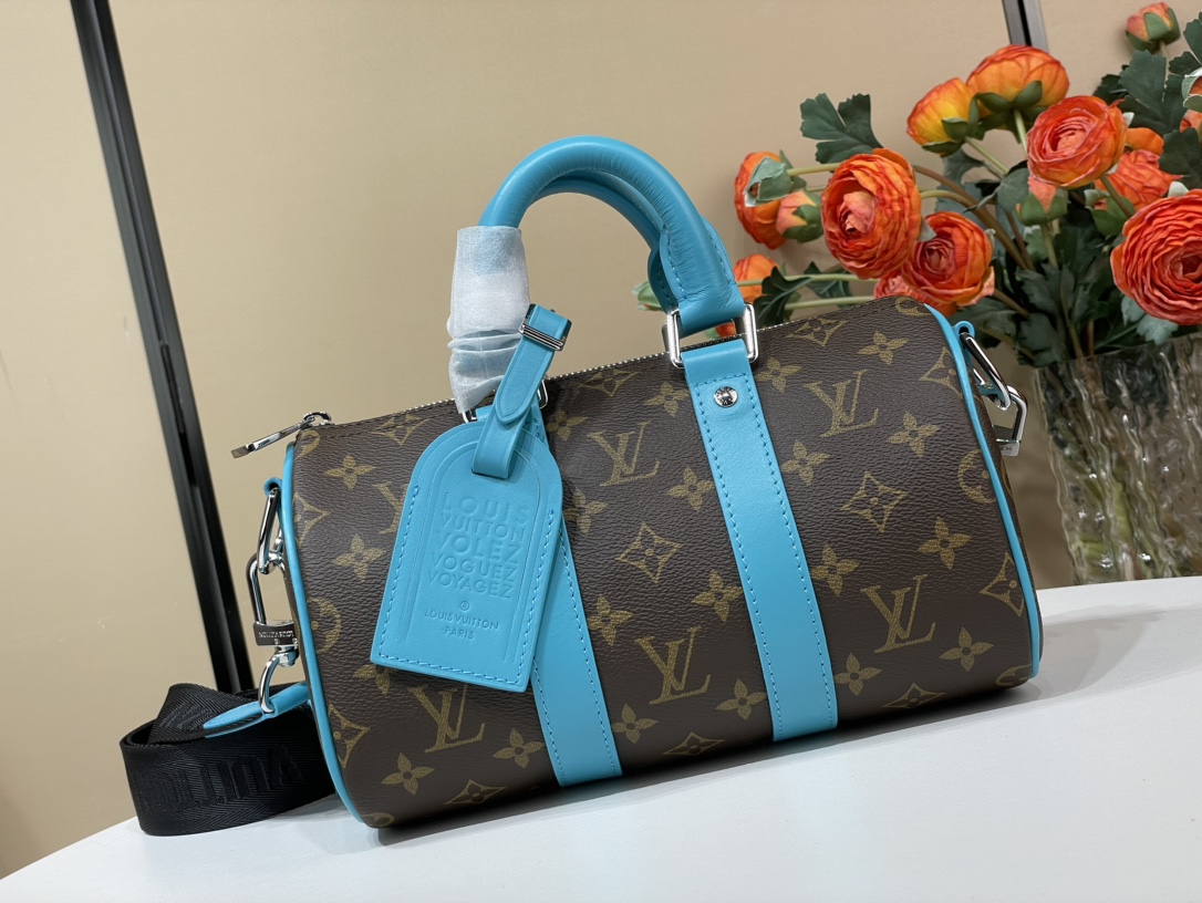 Hoe kan ik replica vinden
 Louis Vuitton LV Keepall Tassen handtassen Blauw Lichtblauw Geel Canvas Vintage m12733