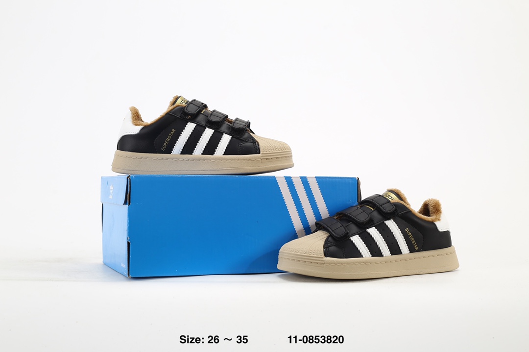 图片[9]-阿迪达斯经典贝壳头魔术贴软底儿童板鞋 加绒保暖休闲超萌童鞋 经典三条纹贝壳头🆕 优质皮料，质感满满🈵 魔术贴设计，穿脱方便✌🏻 软底脚感超赞👍🏻 11-0853820-选品中心