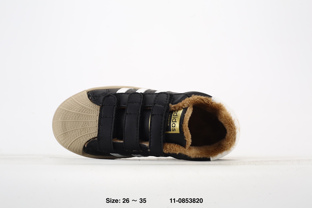 图片[4]-阿迪达斯经典贝壳头魔术贴软底儿童板鞋 加绒保暖休闲超萌童鞋 经典三条纹贝壳头🆕 优质皮料，质感满满🈵 魔术贴设计，穿脱方便✌🏻 软底脚感超赞👍🏻 11-0853820-选品中心