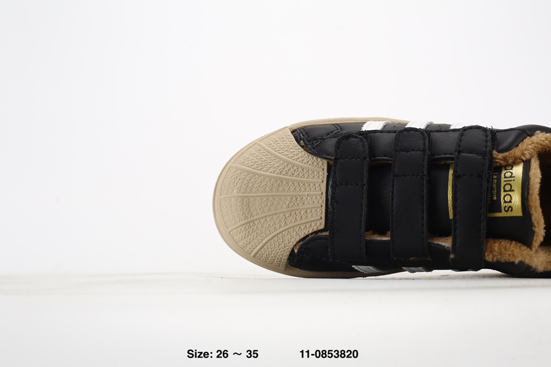 图片[5]-阿迪达斯经典贝壳头魔术贴软底儿童板鞋 加绒保暖休闲超萌童鞋 经典三条纹贝壳头🆕 优质皮料，质感满满🈵 魔术贴设计，穿脱方便✌🏻 软底脚感超赞👍🏻 11-0853820-选品中心