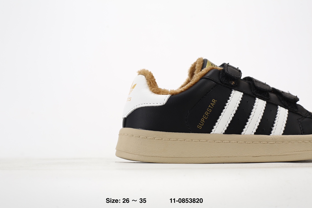 图片[2]-阿迪达斯经典贝壳头魔术贴软底儿童板鞋 加绒保暖休闲超萌童鞋 经典三条纹贝壳头🆕 优质皮料，质感满满🈵 魔术贴设计，穿脱方便✌🏻 软底脚感超赞👍🏻 11-0853820-选品中心