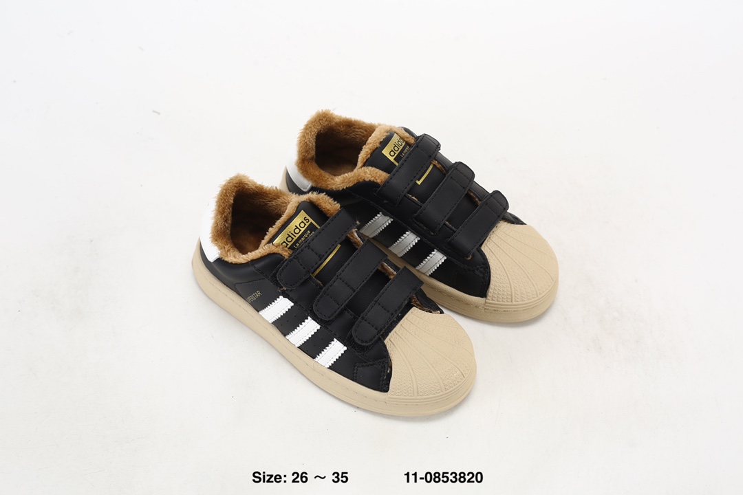 图片[9]-🈴集 阿迪达斯经典贝壳头魔术贴软底儿童板鞋 加绒保暖休闲超萌童鞋 经典三条纹贝壳头🆕 优质皮料，质感满满🈵 魔术贴设计，穿脱方便✌🏻 软底脚感超赞👍🏻 11-0853820-选品中心