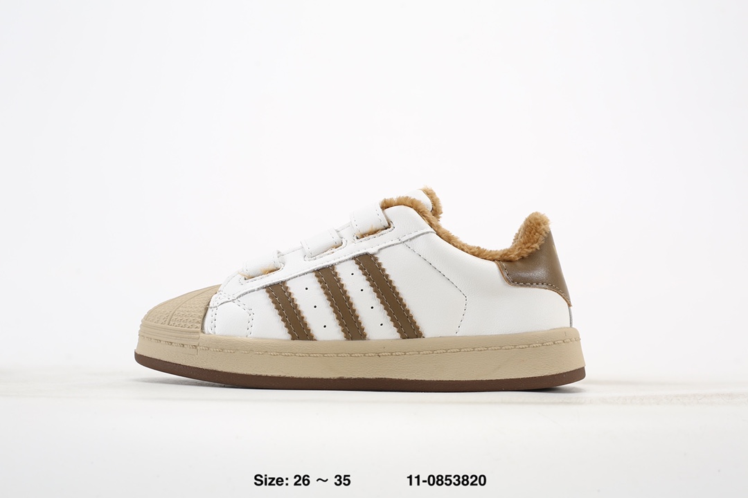 图片[6]-🈴集 阿迪达斯经典贝壳头魔术贴软底儿童板鞋 加绒保暖休闲超萌童鞋 经典三条纹贝壳头🆕 优质皮料，质感满满🈵 魔术贴设计，穿脱方便✌🏻 软底脚感超赞👍🏻 11-0853820-选品中心