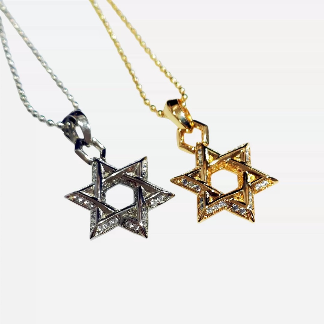 NO:114113,Black Luxurious electroplated 22K18K yellow and white gold style diamond hexagram lettering necklace, jewelry quality, necklace19860909Black Luxurious电镀22K18K黄白金色风格镶钻六芒星星刻字项链,饰品精品,necklace,Jewelry