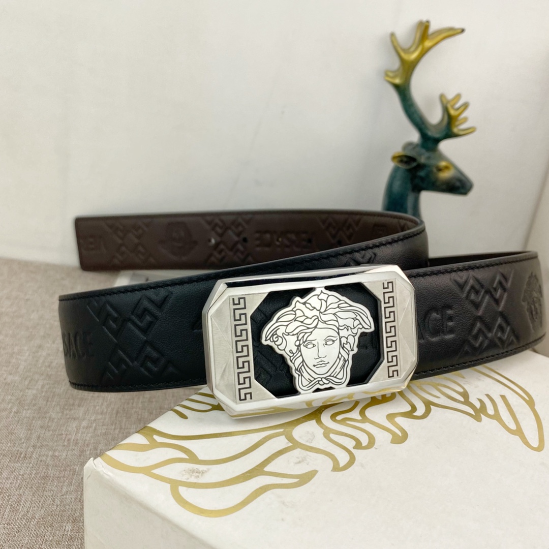 范思哲特种皮腰带系列原厂五金精品不锈钢扣手感柔软舒适宽3.8CM