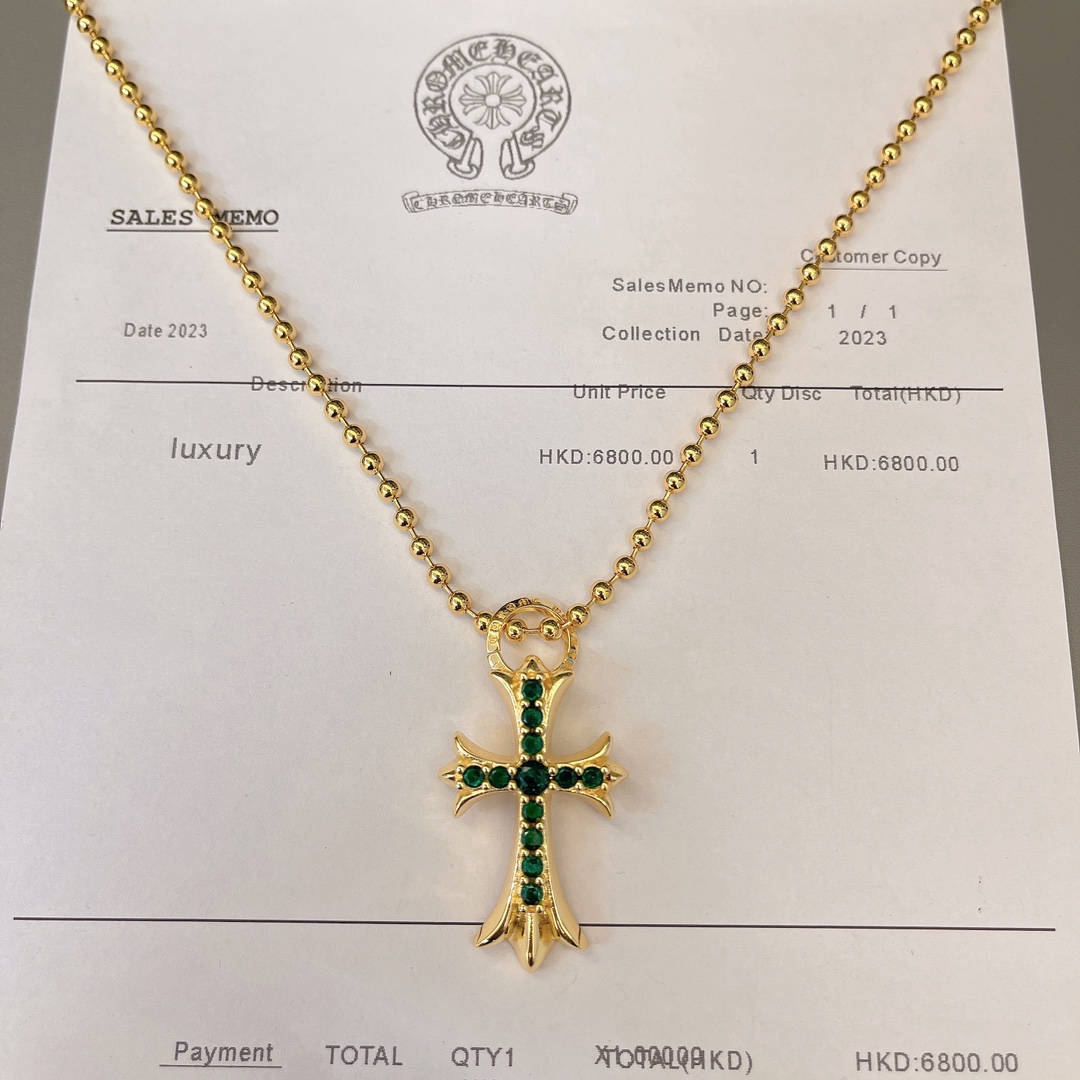 NO:111526,Croxin counter hits, direct sales price of the manufacturer, original one to one replica of the same style as men and women, Croxin gold necklace, jewelry boutique, chrome hearts, necklace, gold19860909克罗心专柜爆款 厂家直销价 原版一比一复刻 男女同款 克罗心黄金项链,饰品精品,chrome hearts,necklace,gold,Jewelry