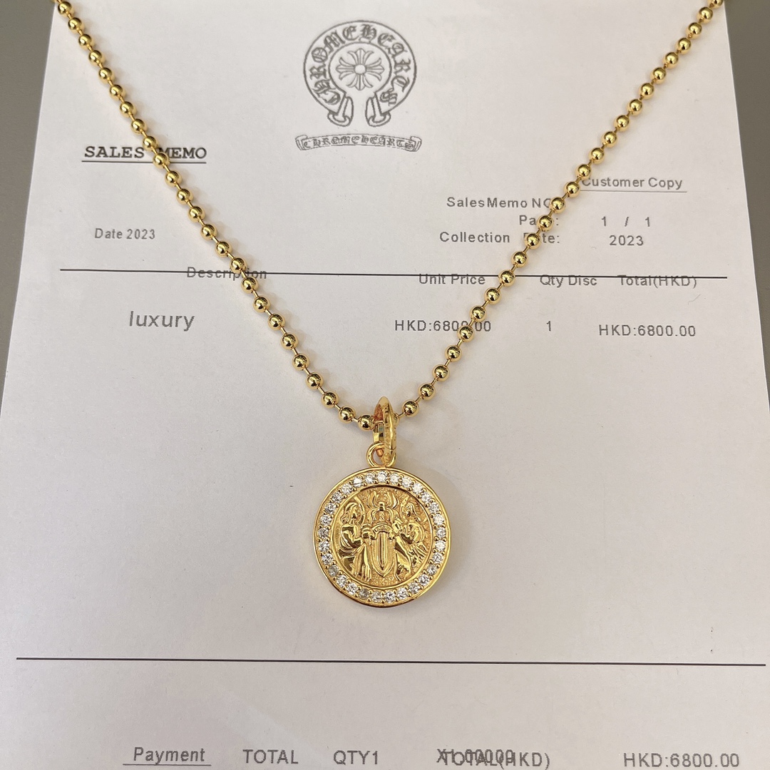 NO:115514,Croxin counter hits, direct sales price of the manufacturer, original one to one replica of the same style as men and women, Croxin gold necklace, jewelry boutique, chrome hearts, necklace, gold19860909克罗心专柜爆款 厂家直销价 原版一比一复刻 男女同款 克罗心黄金项链,饰品精品,chrome hearts,necklace,gold,Jewelry