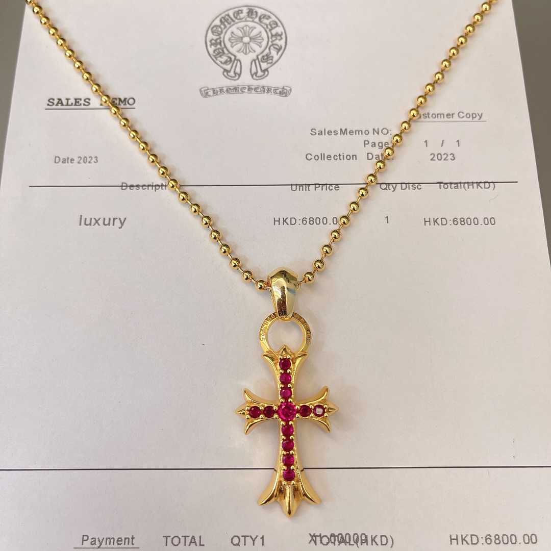 NO:115512,Croxin counter hits, direct sales price of the manufacturer, original one to one replica of the same style as men and women, Croxin gold necklace, jewelry boutique, chrome hearts, necklace, gold19860909克罗心专柜爆款 厂家直销价 原版一比一复刻 男女同款 克罗心黄金项链,饰品精品,chrome hearts,necklace,gold,Jewelry
