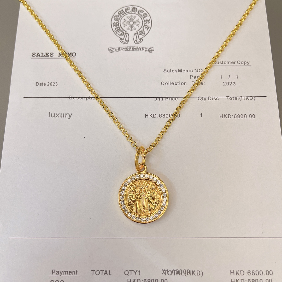 NO:107841,Croxin counter hits, direct sales price of the manufacturer, original one to one replica of the same style as men and women, Croxin gold necklace, jewelry boutique, chrome hearts, necklace, gold19860909克罗心专柜爆款 厂家直销价 原版一比一复刻 男女同款 克罗心黄金项链,饰品精品,chrome hearts,necklace,gold,Jewelry