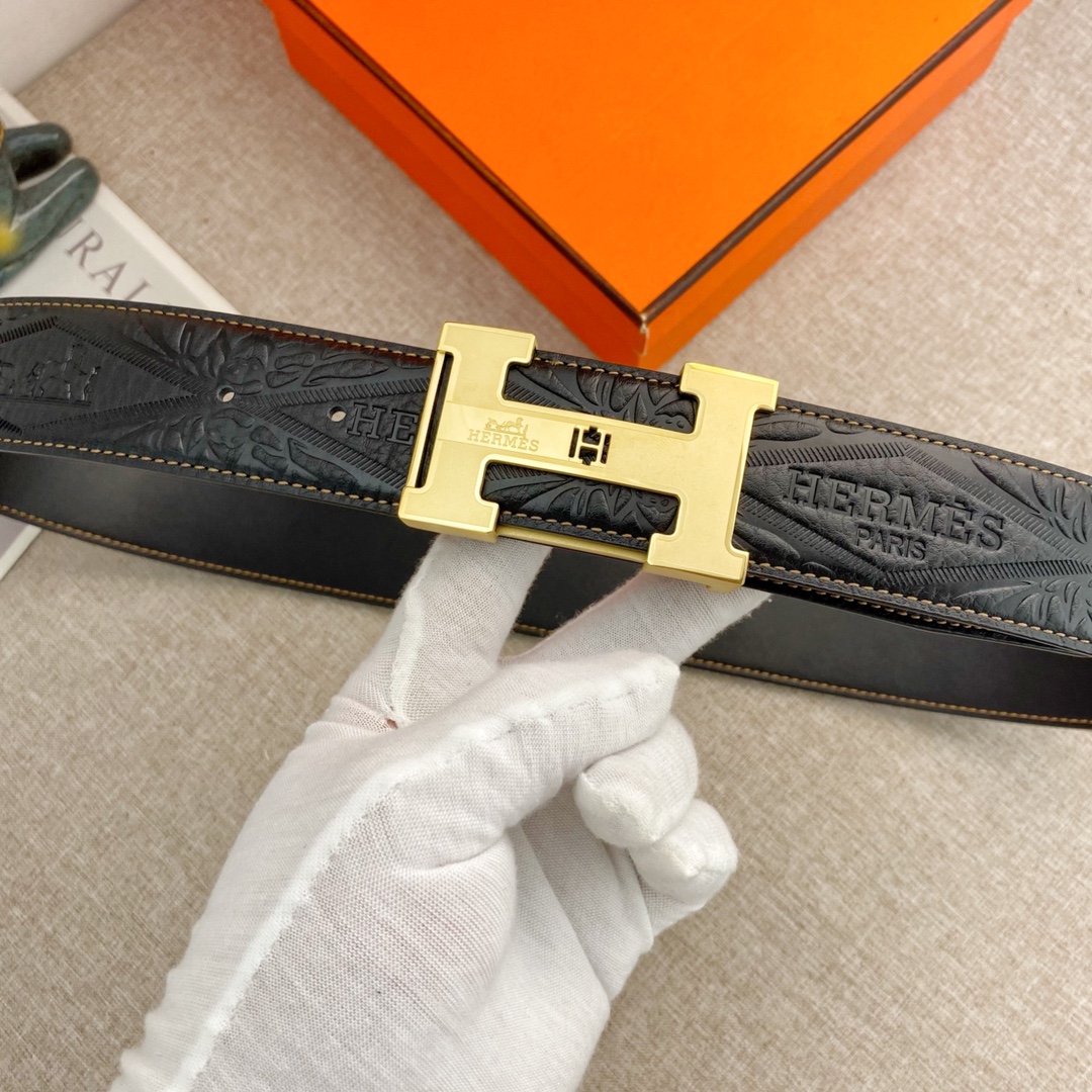 爱马仕特种皮腰带系列原厂五金精品不锈钢扣手感柔软舒适宽3.8CM