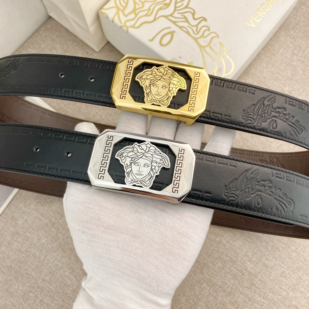 范思哲特种皮腰带系列原厂五金精品不锈钢扣手感柔软舒适宽3.8CM