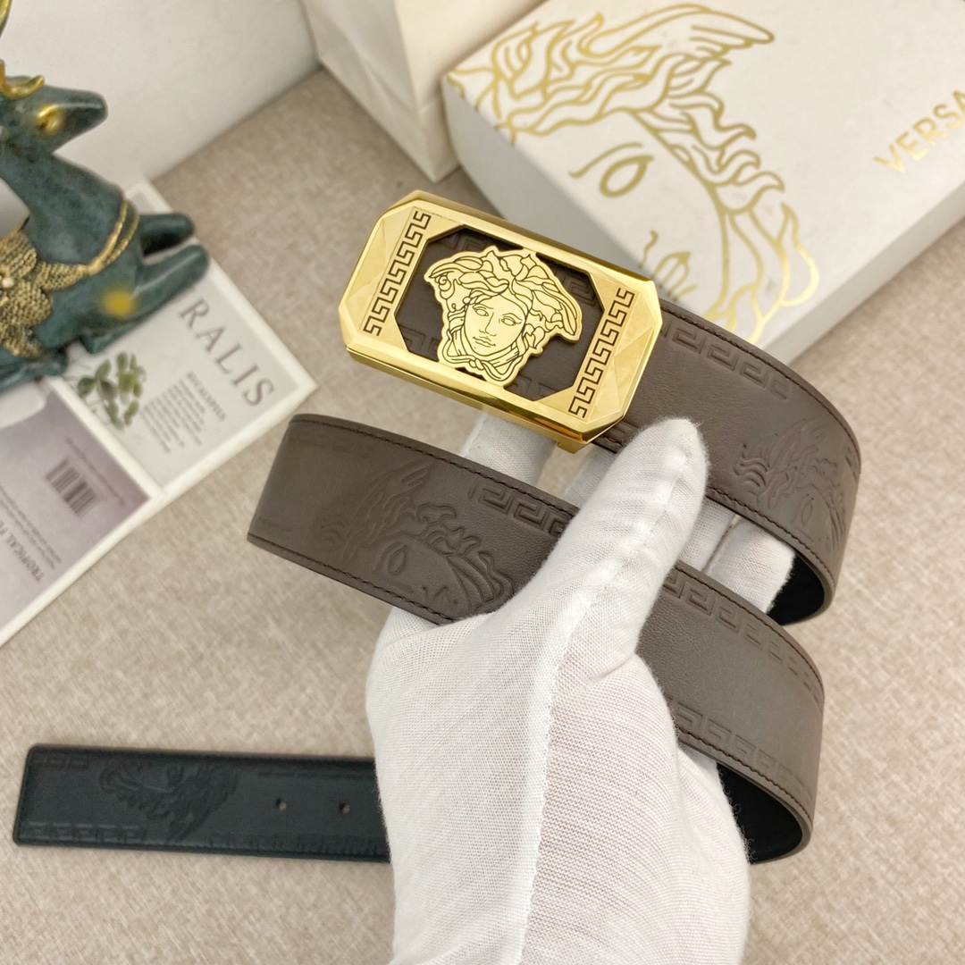 范思哲特种皮腰带系列原厂五金精品不锈钢扣手感柔软舒适宽3.8CM