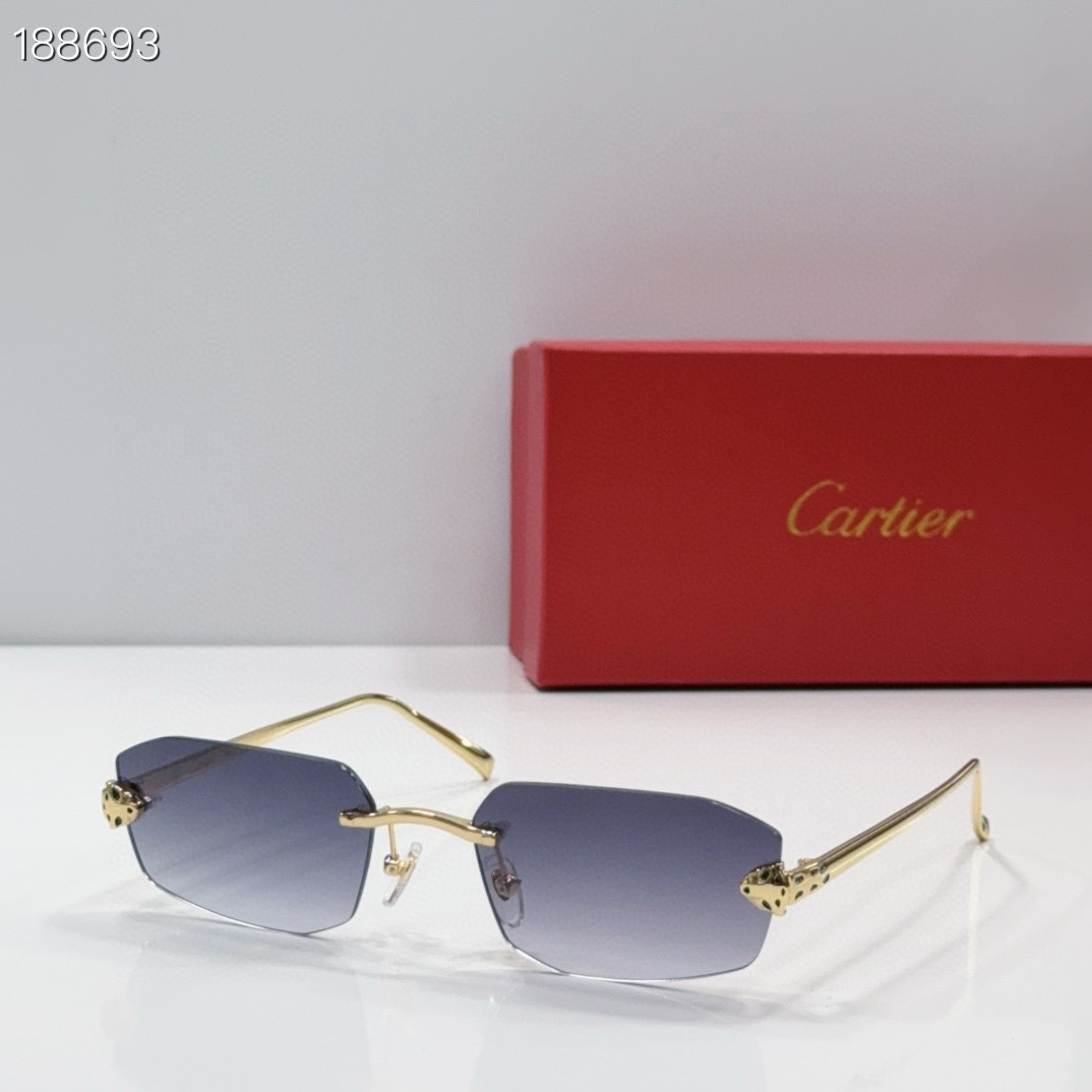 Cartier Rimless Metal Rectangular Sunglasses